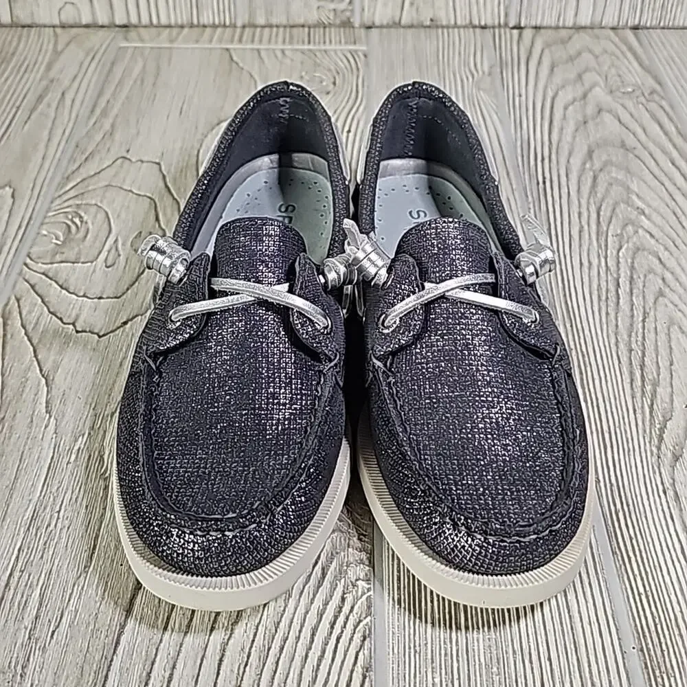 Sperry Vida Metallic Silver Boat Shoes Loafers Womens Size 6.5 NEW